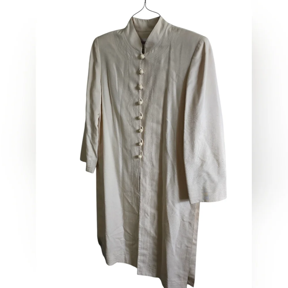 Vintage Tom and Linda Platt Ivory Silk Duster Coat (or longline jacket) - Picture 3 of 7